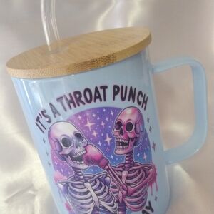 Blue Skeleton Mug with Bamboo Lid